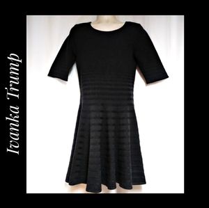 Ivanka Trump Fit & Flare Sweater Dress Dark Gray
